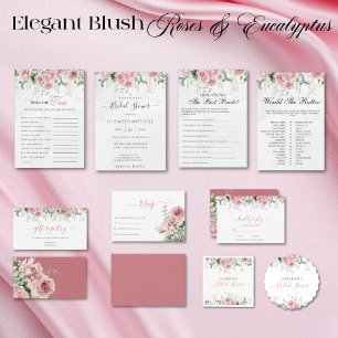 Elegante Eucalyptus & Roze Rozen Uitnodigen Servet