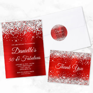 Silver Glitter Red Folie 80th Birthday Keramisch Ornament