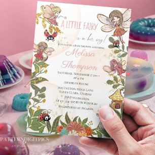 Invitation Floral Whimsical Enchanted Fairy Ladybug Deer