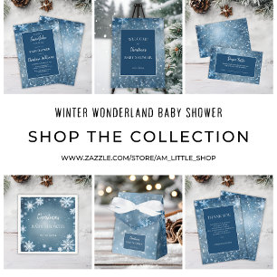 Invitation Winter Wonderland Baby shower bleu