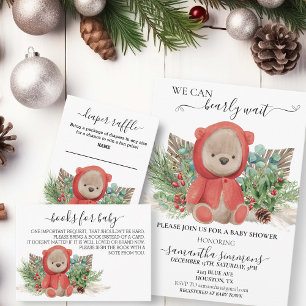 Carte D'accompagnement Brochure Raffle Baby Teddy Ours Boho Noël