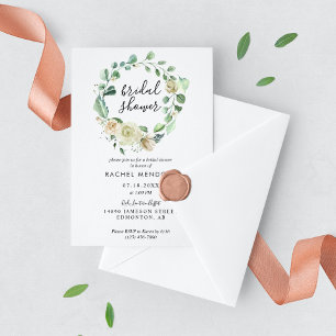 Invitation Elégant Bordure rose Romantique Bouquet de Rose Ma