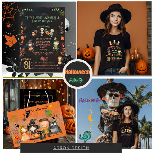 Papier Cadeau Jolie sorcière monstre Halloween