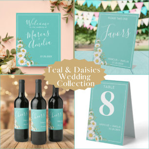 Faire-part de mariage de marguerites Turquoises et