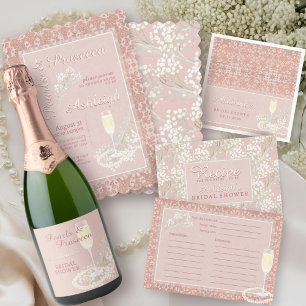 Invitation Pearl & Prosecco Rose Gold Blush QR Fête des marié
