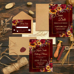 Menu tournesol rose mariage de automne