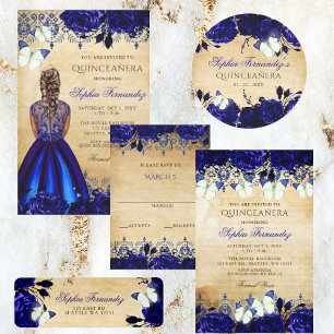 Sticker Rond Beurre Vintage Rustique Royal Blue Floral
