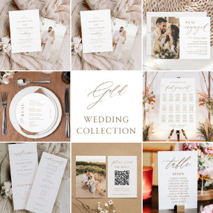 Invitation Gold Rustic Elegant Calligraphie Mariage photo