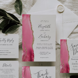 Cartons Réponse Mariage d'âge rose or moderne