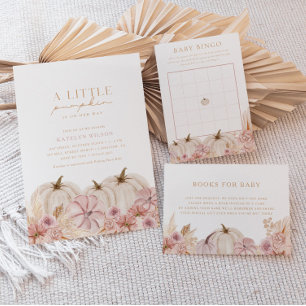 Invitation Boho Girls Pampas Citrouille Baby shower en herbe