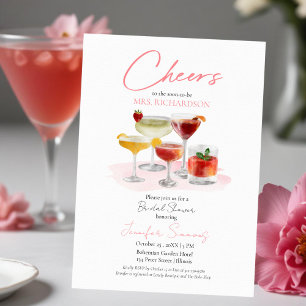 Invitation Sip Sip Hooray Aquarelle Cocktails Fête des mariée