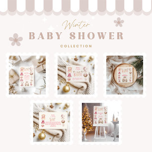 Pink Christmas Girl Collage Baby shower Kaart