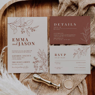 Boho Floral Terracotta Faire-part de mariage