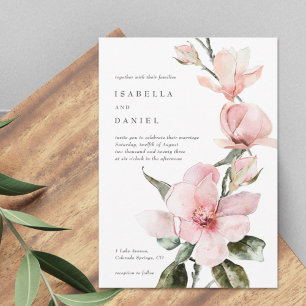 Invitation Aquarelle verte classique Magnolia Mariage