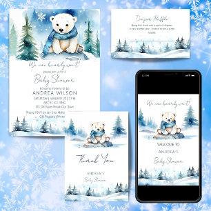 Invitation Baby shower d'attente hivernale de l'ours polaire