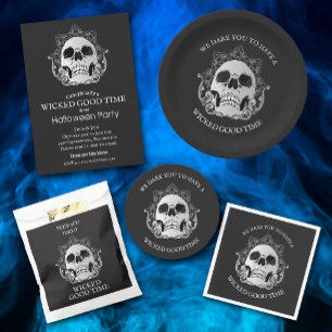 Crâne sur invitation d'Halloween noir