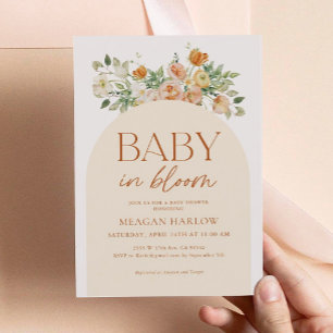 Boho Spring Flowers Girl Baby shower Invitation