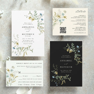 Invitation Delicic Fleur sauvage moderne Boho Floral Mariage