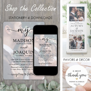 Invitation Initiales de script simple et élégant 2 Mariage ph