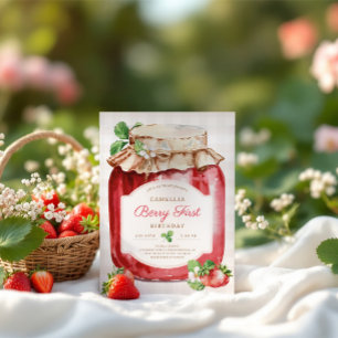 Sticker Rond Berry First Strawberry Jam 1ère fête d'anniversair
