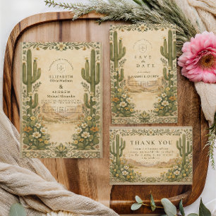 Save The Date Mariage Désertique Botanique Terreux