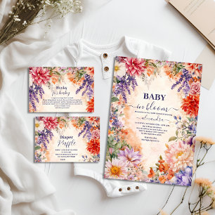 Invitation Bébé dans le Baby shower de jardin en fleurs
