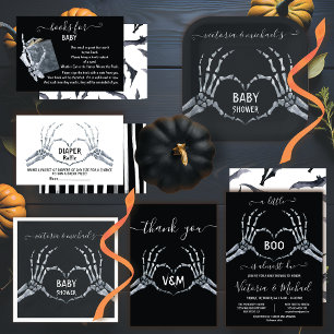 Invitation Halloween Déchets Raffle Squelette coeur baby show