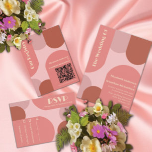 Invitation Arches rétro Coral rose Mariage