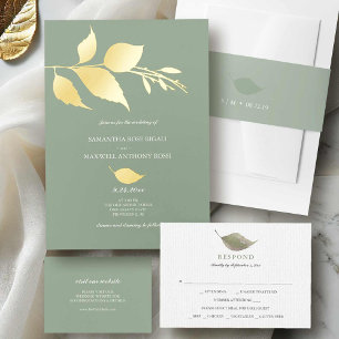 Invitation En Aluminium Dîner de répétition Mariage vert