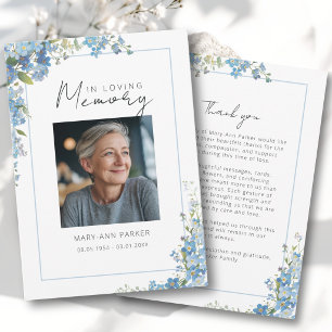 Carte De Remerciements Fleurs de Ne m'oubliez pas Photo de remerciement d