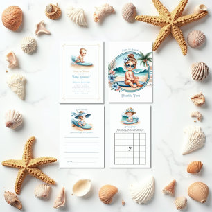 Invitation Bébé à bord du Baby shower à thème surf