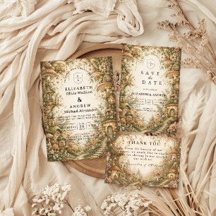 Carte De Remerciements Mariage Enchanté et Fantastique en Forêt