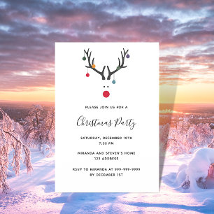 Sticker Carré Rennes de Noël marrantes et modernes en blanc