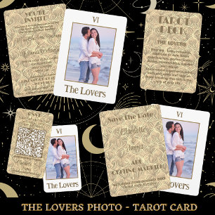 Le Faire-part de mariage photo Lovers Tarot Gold
