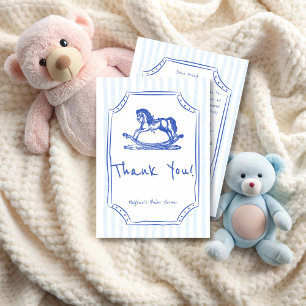 Sticker Rond Croquis de cheval bleu baby shower en faveur