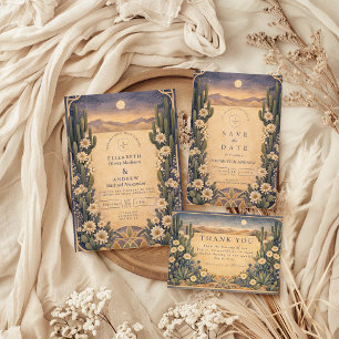 Cartons Réponse Mariage Floral Désertique Terrien