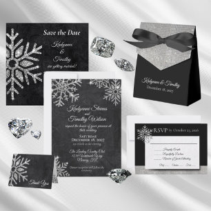 Ballotins Élégant flocon de neige en argent sur Mariage noir