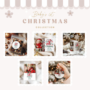 Cartes Pour Fêtes Annuelles Sucre de canne photo Bébé 1er Noël