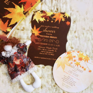 Invitation Posh Automne Maple Feuille Mariage Brown