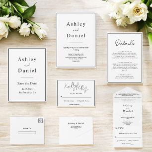 Invitation Mariage Élégant Noir Et Blanc Minimal Chic