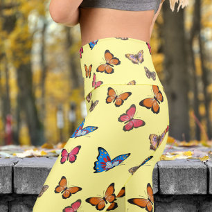 Leggings Capri Papillons colorés sur Sage Motif Yoga