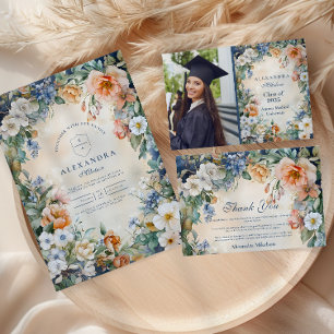 Invitation Photo Fleur sauvage de la Marine Meadow Garden Gra