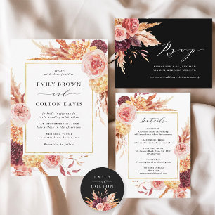 Sticker Rond Mariage Floral de Bourgogne noire