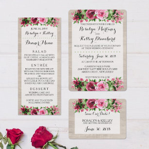 Shabby Vintage Rose Faire-part de mariage rustique