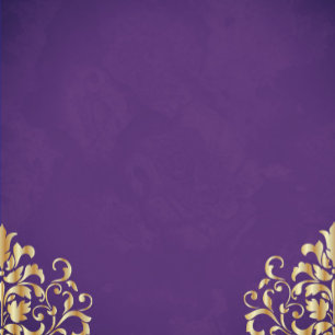 Invitation Elegant Gold et Purple Mariage damassé
