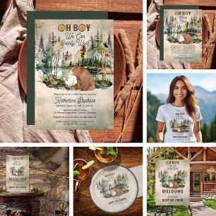 Invitation Forêt Rustique Oh Garçon Baby shower d'attente rap