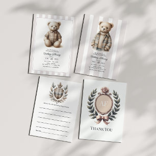 Carte De Remerciements Charme Préparatoire Classique Monogramme Anniversa