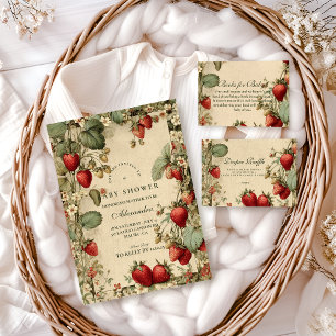 Carte D'accompagnement Tirage de couche de fraise de cottage forestier 