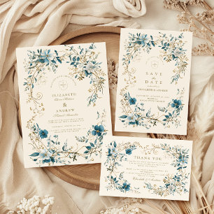 Invitation Bohème Vintage Floral Mariage