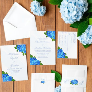 Invitation Dîner de répétition floral Hydrangea Bleu
